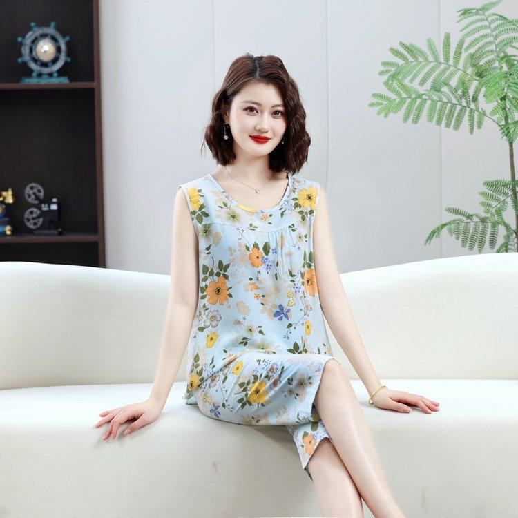 ルームウェア レディース 中高年 ママ シニア 大きいサイズ ゆったり 接触冷感 夏用 薄手 通気性 快適 外出着 ワンマイルウェア パジャマ 寝巻き 部屋着 半袖 2点セット セットアップ 再生繊維