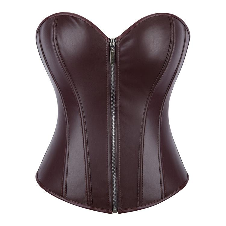 コルセット レディース 宮廷風 パンク PUレザー ジップ ボディライン補正 お腹引き締め ウエストシェイプ バストアップ 谷間メイク シームレス オールシーズ...