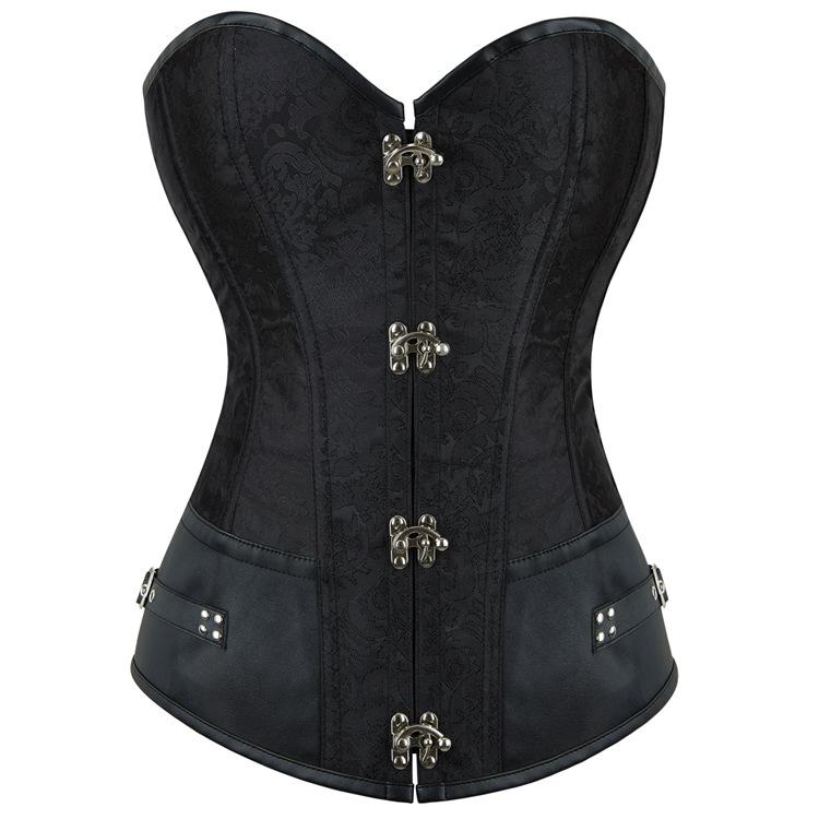 コルセットトップス レディース 補正 シェイプアップ ゴシック 欧米風 レトロ 宮廷風 ウエスト引き締め バストアップ ポリエステル シームレス 黒