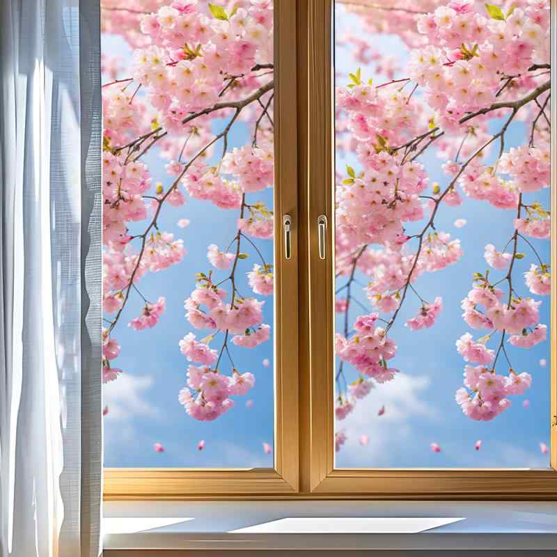 窓用フィルム 静電吸着 3D効果 ピンク 桜 春 爽やか 浴室 トイレ リビング 寝室 目隠し 装飾 PVC素材 モダン シンプル おしゃれ ガラスシート(x2)