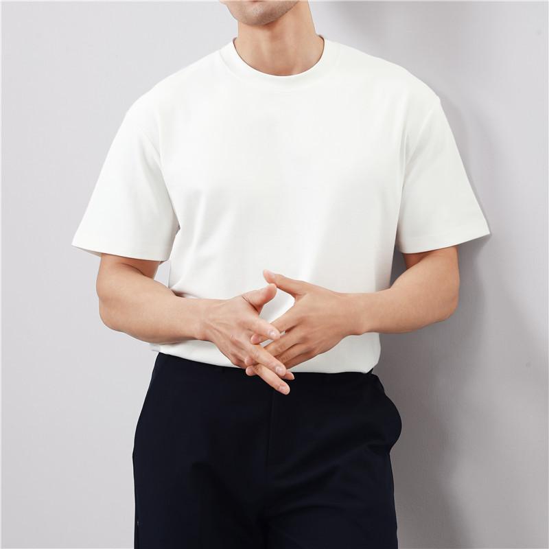 Tシャツ メンズ 男性用 高品質 長繊維綿 半袖 クルーネック 丸首 シームレス加工 両面シルケット加工 透気 吸湿速乾 大きいサイズ ビッグサイズ対応 スリムフィット カジュアル デイリー 夏物 ホワイト ブラック ネイビー グレー