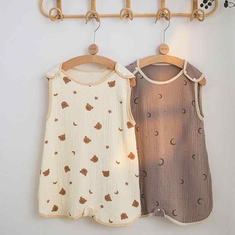 スリーパー ベビー キッズ 赤ちゃん 子供用 綿ガーゼ 寝袋 ベスト ノースリーブ 吸汗速乾 柔らかい 通気性 春夏 薄手 寝冷え防止 キック防止 かわいい 総柄