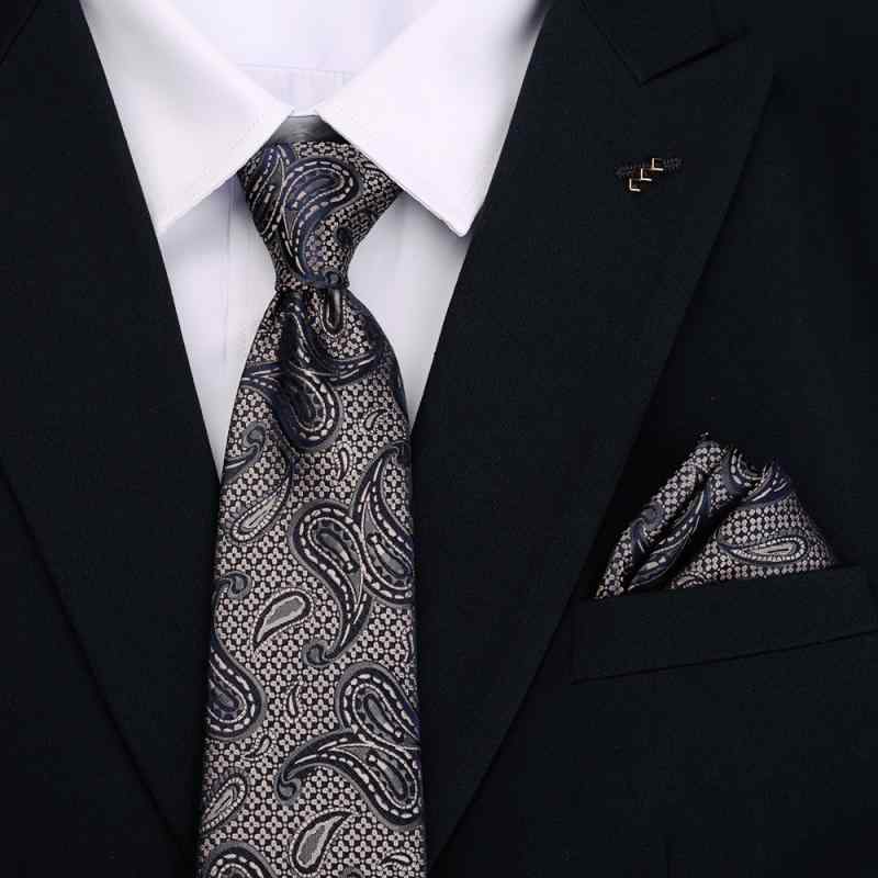 ネクタイ メンズ ポケットチーフ セット ビジネス カジュアル 結婚式 フォーマル ポリエステル ジャガード織り 小紋柄 花柄 8cm幅 おしゃれ 上品 ドレッシー