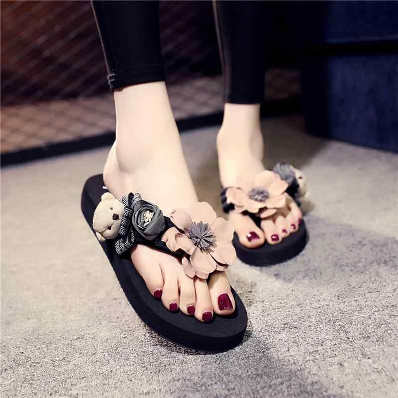 ビーチサンダル レディース 女性用 厚底 ウェッジソール トングサンダル 外履き 韓国風 カジュアル ビ..