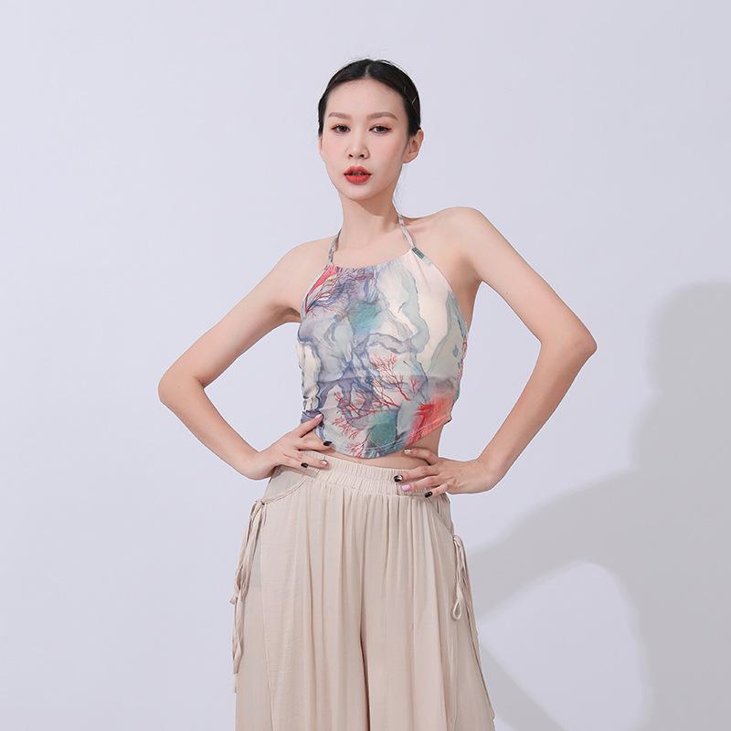 ダンス用トップス レディース 女性用 クラシック モダン 練習用 インナー 胸パッド付き オープンバック ホルターネック キャミソール オールシーズン