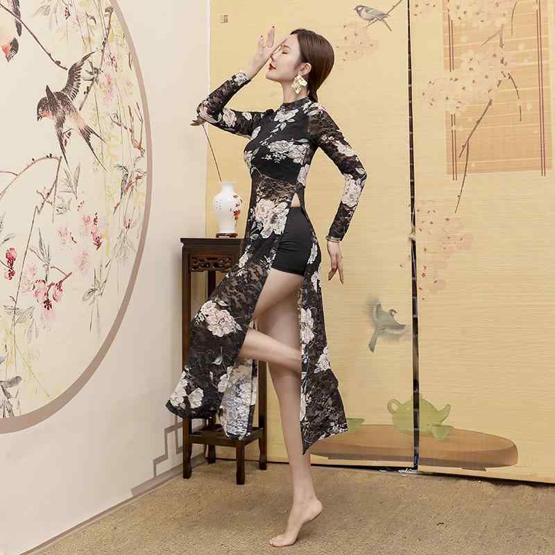 ダンスウェア レディース 体型カバー フィットネス モダンダンス ジャズダンス 練習着 レッスン着 トップス 上下セットアップ 発表会 ステージ衣装 女性らしい オールシーズン ポリエステル混紡