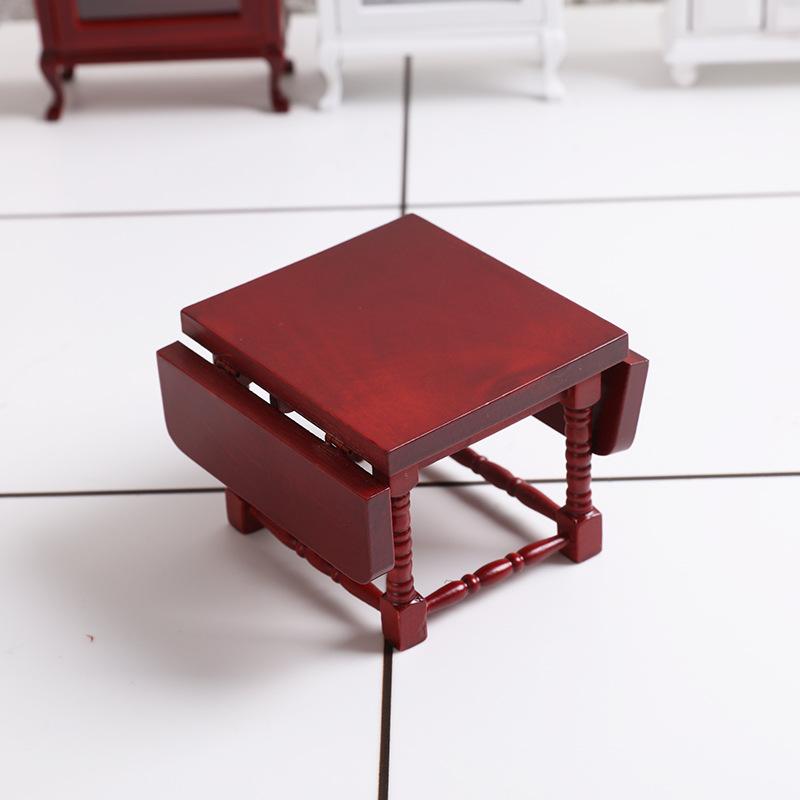 ミニチュア家具 ドールハウス用 アメリカンスタイル バーチ材 ハンドメイド 折りたたみ式 テーブル チェア セット レッド 模型 インテリア装飾 ディスプレイ 小物 アクセサリー