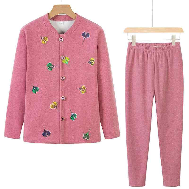 ルームウェア レディース ミセス シニア 中高年 お母さん おばあちゃん 吸湿発熱 保温 あったか 裏起毛 極厚 綿混 上下セット パジャマ 前開き カーディガン