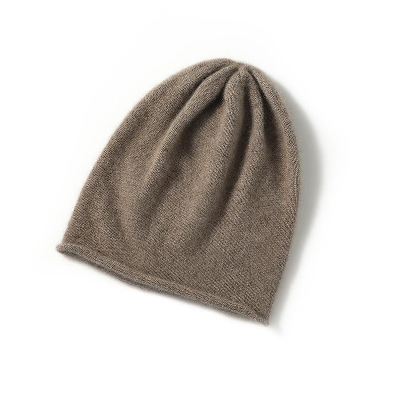 ニット帽 レディース 純カシミヤ100% 秋冬 防寒 保温 ロールアップ ビーニー ワッチキャップ シンプル ファッション フリーサイズ(4.0)