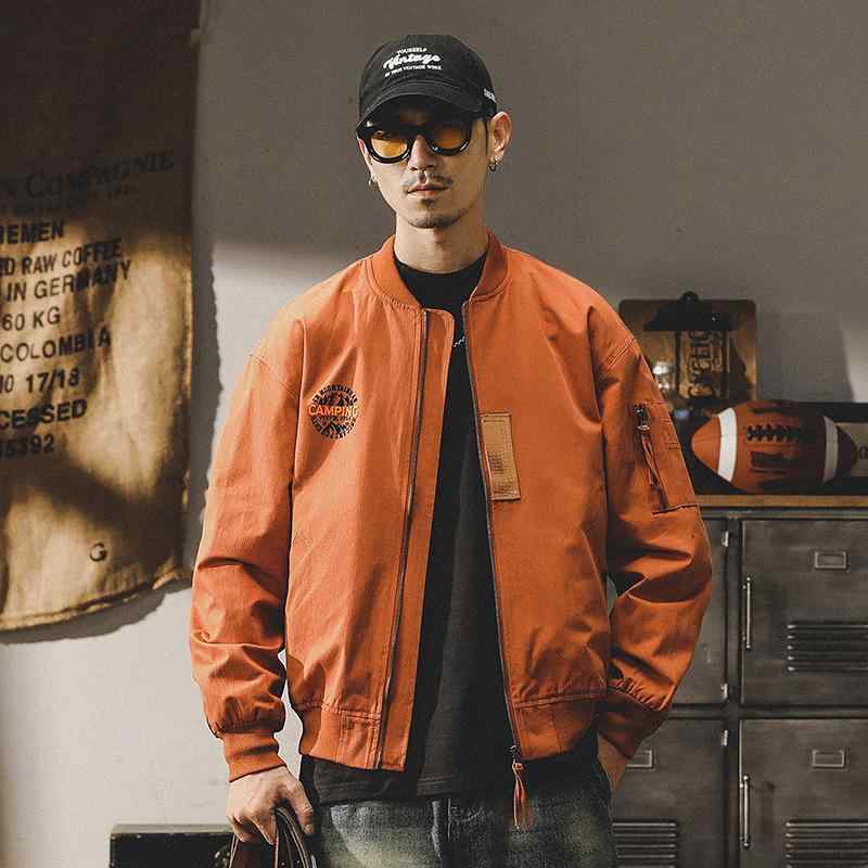 ジャケット メンズ ゆったり オーバーサイズ MA-1 フライトジャケット アメリカンカジュアル ストリート ワーク アウトドア プリント 多機能ポケット ジップアップ コットン 春秋 ベースボール スタジャン 普段使い タウンユース リブ袖