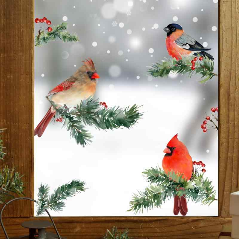 ウォールステッカー 両面デザイン 静電吸着 枝 小鳥 貼ってはがせる リビング 寝室 窓 ガラス ドア インテリア 店舗 賃貸OK 簡単 デコレーション おしゃれ かわいい PVC製 モダン