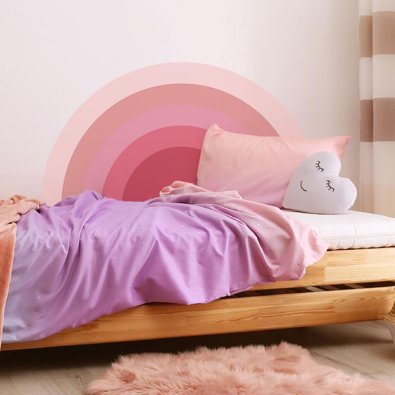 ウォールステッカー 貼るだけ簡単 PVC製 モダン シンプル ピンク レインボー 半円形 壁紙シール 4枚セット リビング 寝室 書斎 玄関 バルコニー 店舗用 インテリア ウォールデコ DIY(x2)(3)