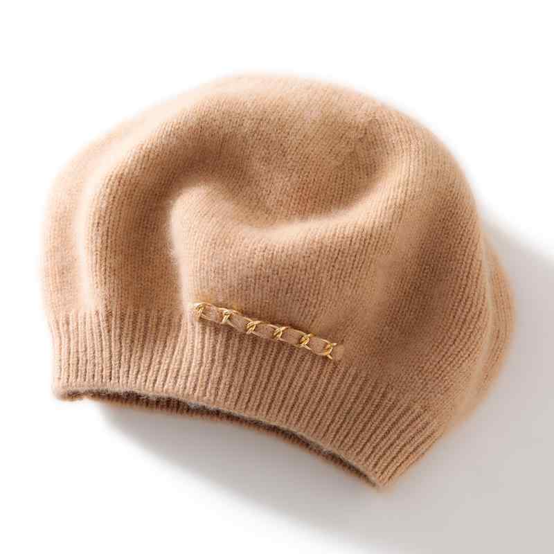 ベレー帽 レディース 100% カシミヤ 厚手 保温 秋冬 ファッション 通勤 チェーン ...