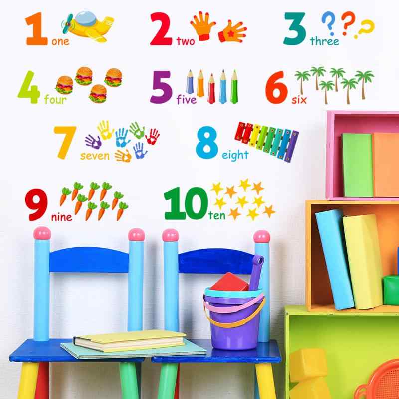 ウォールステッカー 子供 幼児向け 数字 知育 学習 簡単 貼り付け 壁装飾 PVC製 子供部屋 幼稚園 保育園 寝室 リビング 玄関 店舗用 インテリア おしゃれ シール