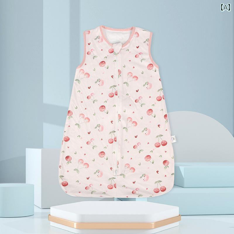 スリーパー ベビー 赤ちゃん 吸湿速乾 寝冷え防止 コットン100% 薄手 ノースリーブ ベスト型 春夏用 かわいいプリント柄