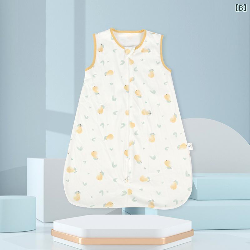 スリーパー ベビー 赤ちゃん 吸湿速乾 寝冷え防止 コットン100% 薄手 ノースリーブ ベスト型 春夏用 かわいいプリント柄