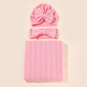 おくるみ 新生児 ベビー 麦柄 ポリエステル素材 快適 柔らか オールシーズン対応 3点セット 帽子 ヘアバンド 出産準備 ギフト 退院祝い