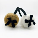 イヤーマフ レディース 女性用 女の子 秋冬 防寒 保温 もこもこファー かわいい リボン付き Y2K ガーリー おしゃれ 耳あて アウトドア 無地 ポリエステ...