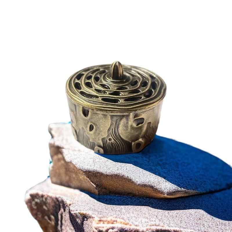 香炉 ミニ 小型 ティーポット型 蓮 合金製 電気メッキ加工 渦巻き線香立て お香立て アロマ炉 家庭用 ..