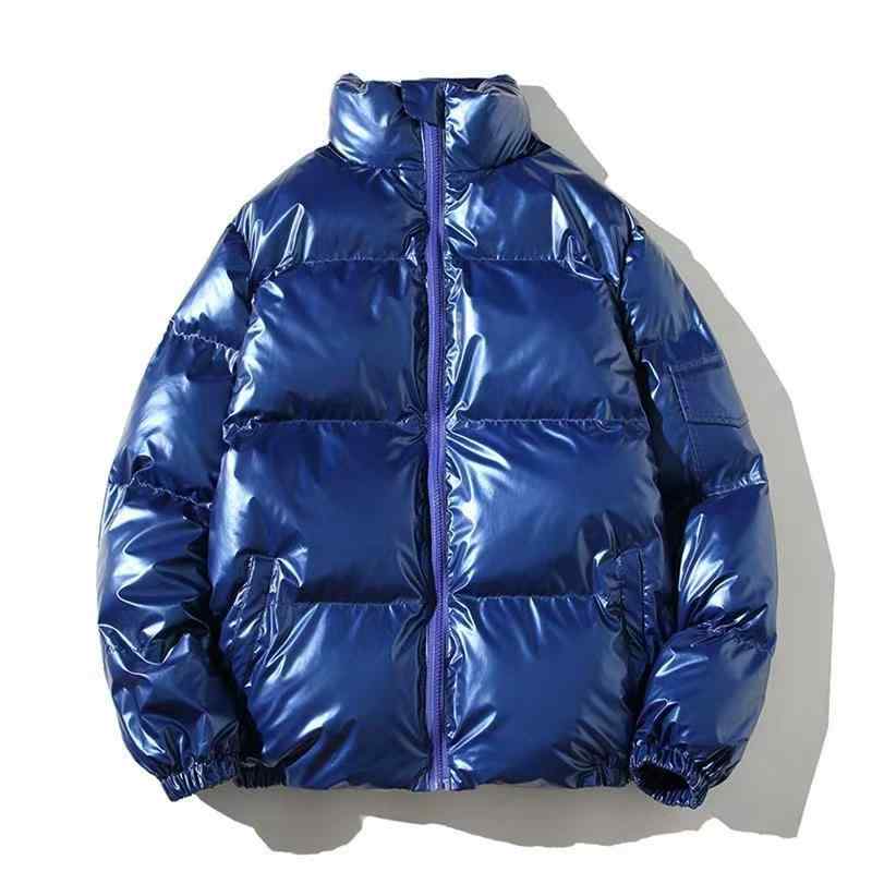 中綿ジャケット メンズ 男性用 シャイニー 光沢 スタンドカラー ショート丈 厚手 防寒 保温 ビッグサイズ オーバーサイズ カジュアル 韓国風 パデッドジャケット