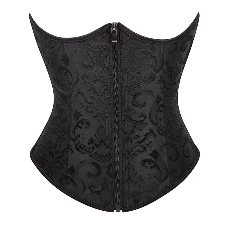 ウエストニッパー レディース ブラック ファスナー ショート丈 シームレス ボーン入り オールシーズン ..