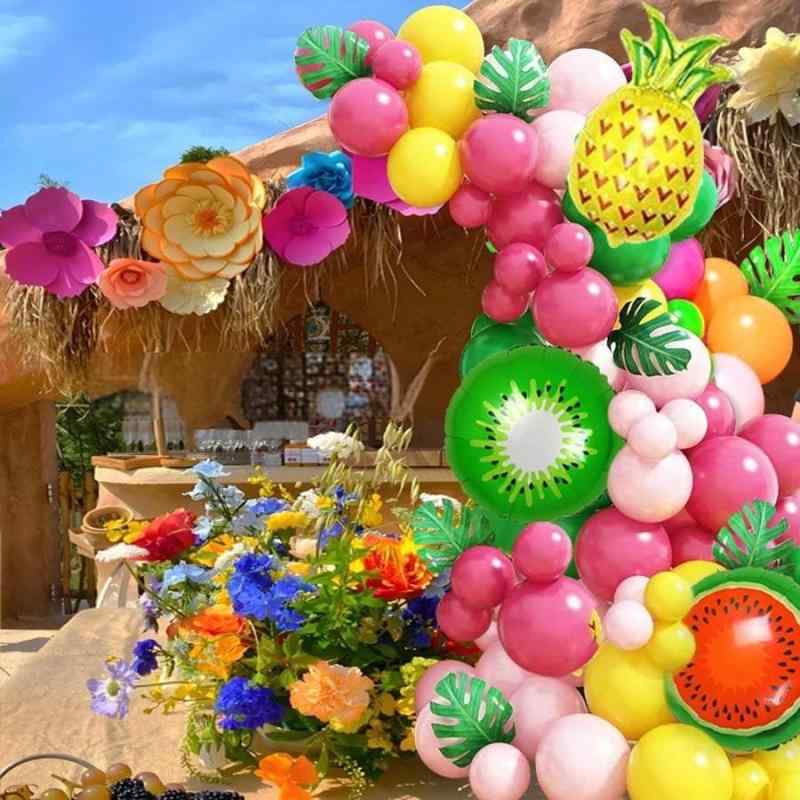 バルーン トロピカル ハワイアンパーティー 飾り付けセット パイナップル モンステラ ラテックス チェーン ガーランド アーチ 誕生日 イベント装飾