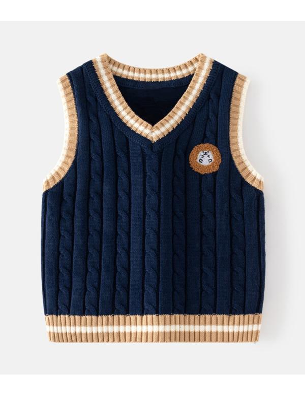 柔らか 肌触り良い ニットベスト キッズ 男の子 女の子 ベビー 子供服 男女兼用 ユニセックス スクール風 プレッピー ボーダー柄 プルオーバー 通学 入学式 制服 春 秋