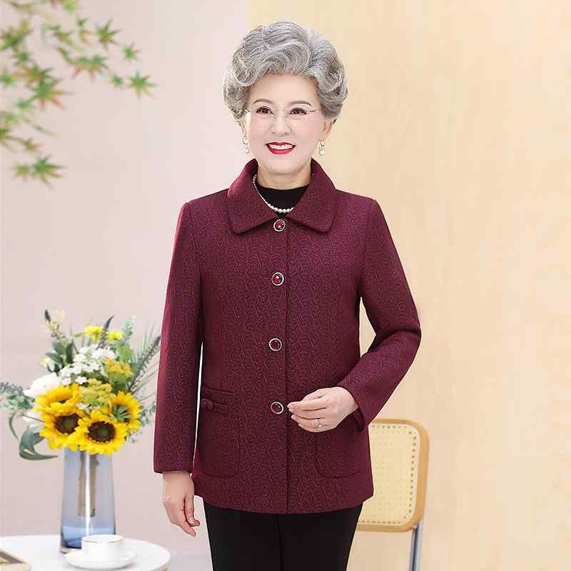 ジャケット レディース シニア ミセス 60代 70代 薄手 ゆったり 体型カバー 上品 カジュアル きれいめ ウール調 ポリエステル 春秋 お出かけ 普段使い ワインレッド グリーン
