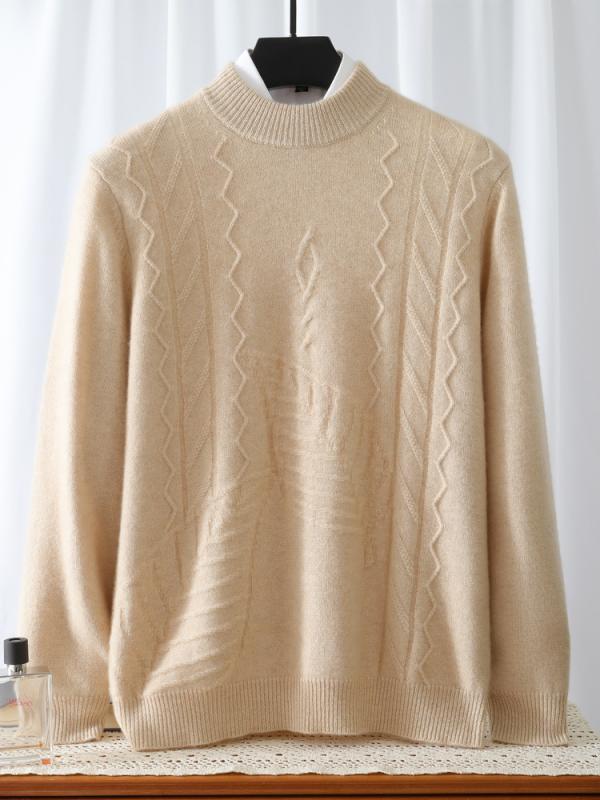 セーター メンズ 男性用 カシミヤ100% モックネック 長袖 極厚 保温 ニット トップス 秋冬 カジュアル きれいめ スリムフィット シワになりにくい ノーアイロン(3)