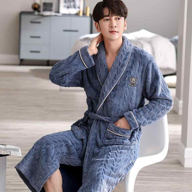 バスローブ メンズ 男性用 秋冬 極厚 フランネル サンゴフリース あったか 暖かい ふわふわ 短毛 肌触..