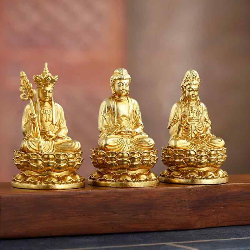 仏像 置物 携帯用 純銅製 真鍮金色 ミニサイズ お守り 厄除け 祈り 釈迦如来 阿弥陀如来 薬師如来 地蔵菩薩 観音菩薩 10cm