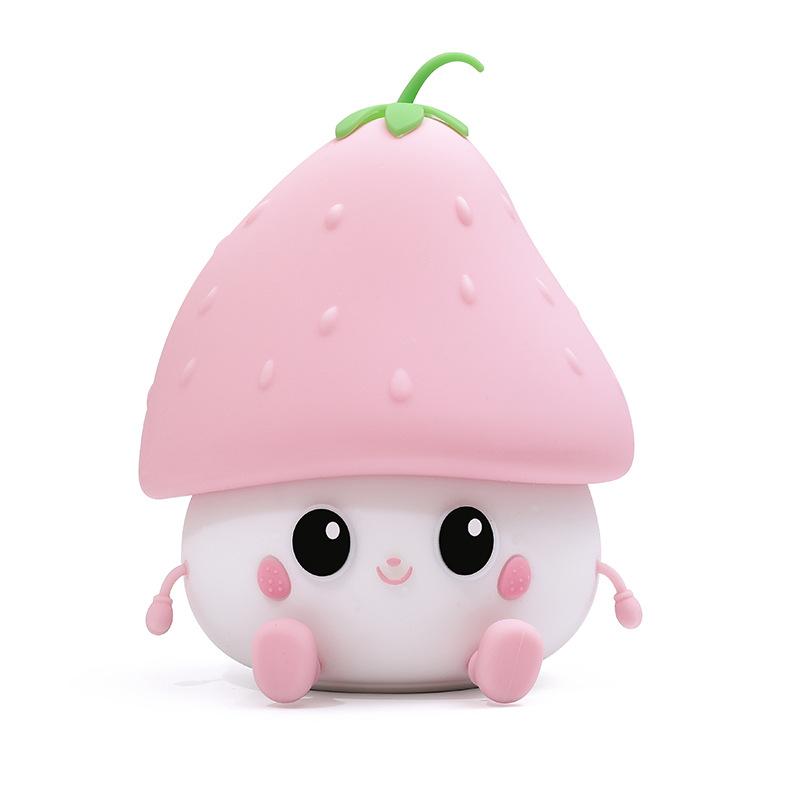 ナイトライト キッズ 子供用 イチゴ型 かわいい シリコン製 音声操作 2段階調光 優しい暖色光 7色変化 ..
