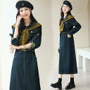 デニムワンピース レディース 女性用 秋冬 おしゃれ きれいめ 上品 通勤 オフィス カジュアル 普段着 長袖 綿混 ボタンデザイン 体型カバー 着痩せ効果 ゆったり