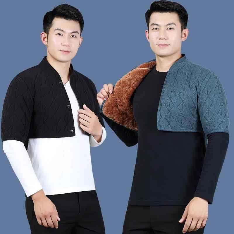 ベスト メンズ 男性用 中高年 父親向け 半袖 腰サポート 肩サポート 裏起毛 厚手 徳絨素材 保温 防寒 あったか チョッキ 部屋着 インナー 秋冬
