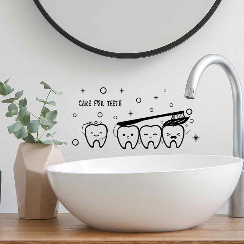 ウォールステッカー 貼るだけ 剥がせる 英字メッセージ 歯みがき 泡 モチーフ バスルーム 洗面所 トイレ おしゃれ デコレーション PVC製 壁飾り 模様替え 水回り モダン シンプル インテリア 賃貸OK