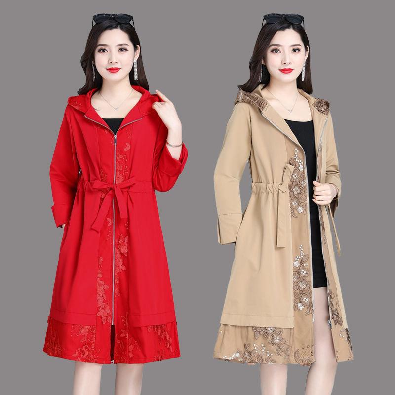 スプリングコート レディース ミセス 軽量 薄手 フード付き ミドル丈 長袖 ゆったり 大きいサイズ 体型カバー 上品 おしゃれ 春秋 通勤