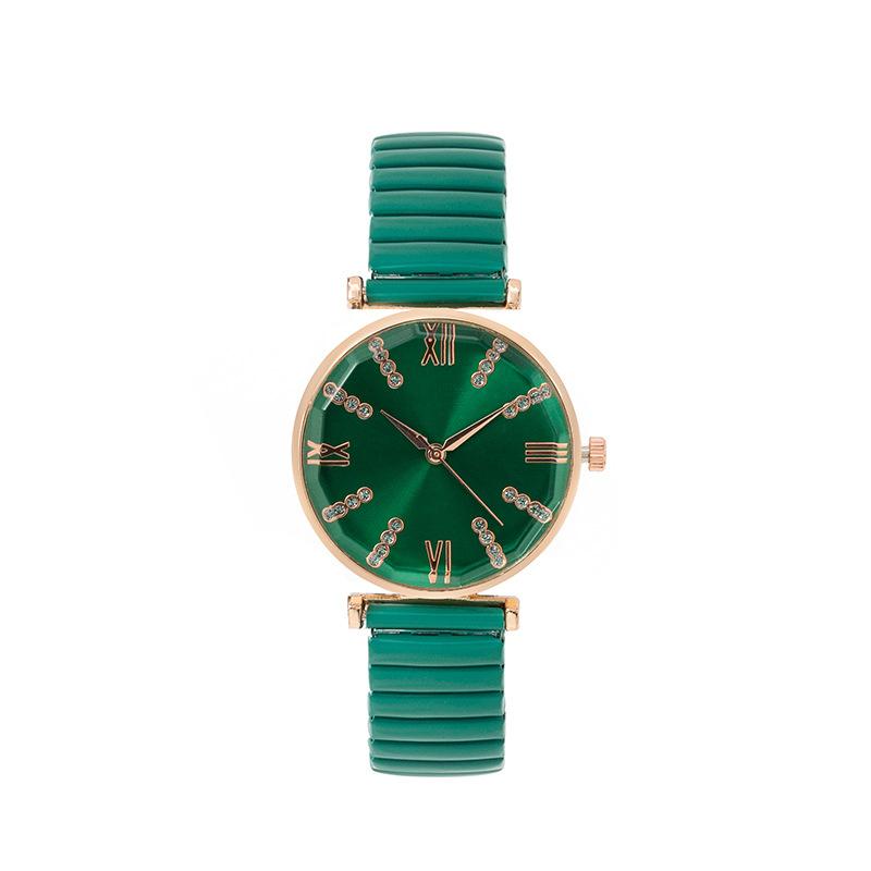 腕時計 レディース 女性用 伸縮バンド ストレスフリー クォーツ ラインストーン 韓国風 カジュアルファッション デイリーユース ラウンド アナログ 合金バンド