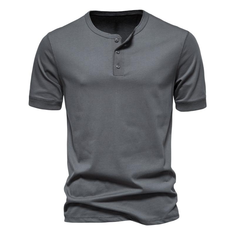 樂天商城 - Tシャツ メンズ 男性用 ヘンリーネック 半袖 無地 綿 コットン 春夏 カジュアル 部屋着 イージーケア ストレッチ 定番 シンプル レギュラーフィット