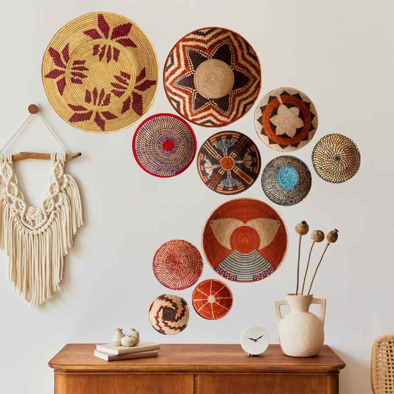 ウォールステッカー 貼ってはがせる 壁紙シール PVC素材 ボヘミアン風 ラタン編み調 アートポスター リビング 寝室 模様替え モダン シンプル 壁飾り