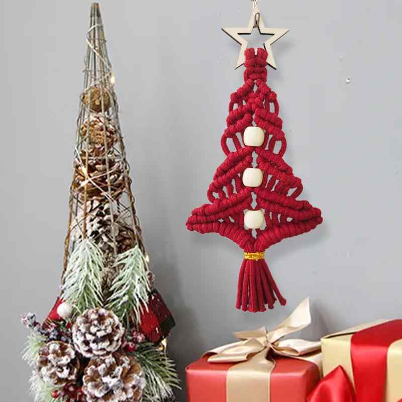 壁掛け クリスマスツリー オーナメント 手編み ハンドメイド 北欧風 フェルト製 シンプル おしゃれ かわいい リビング 玄関 寝室 インテリア雑貨 クリスマス デコレーション 季節飾り