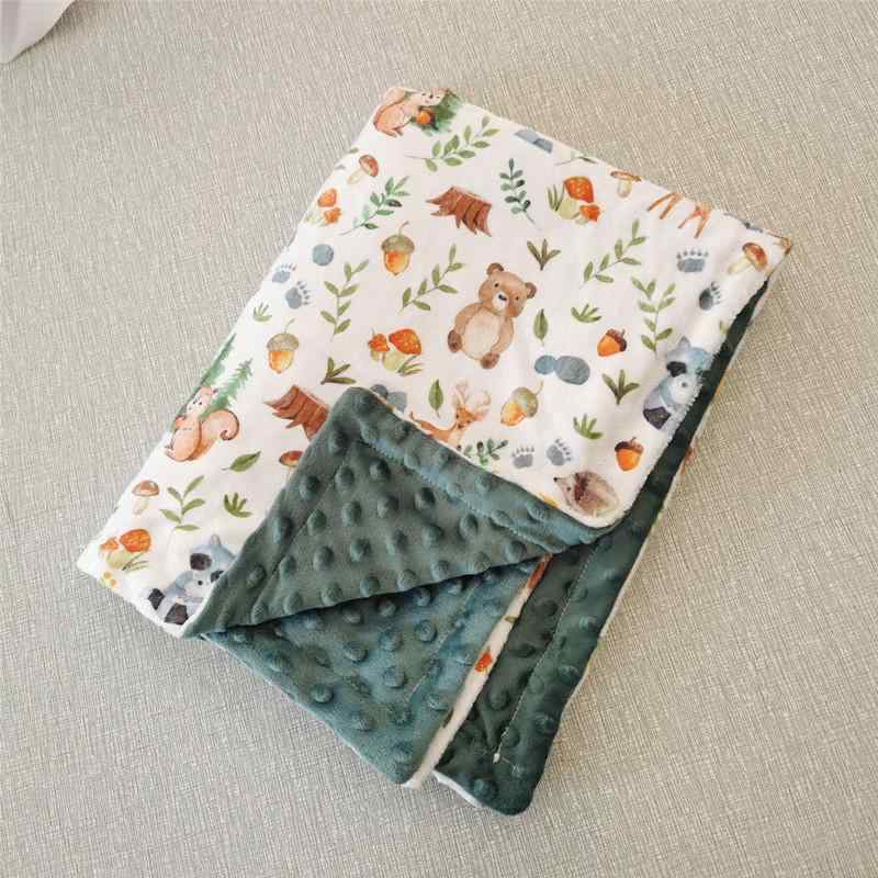 ベビー毛布 新生児 赤ちゃん 子供用 フランネル ふわふわ ドット柄 森林動物デザイン 冷房対策 ひざ掛け オールシーズン ブランケット かわいい
