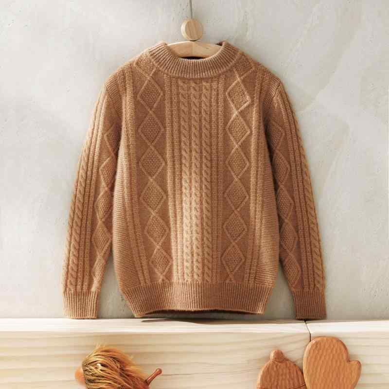 キッズ 男の子 女の子 カシミヤ セーター 厚手 暖かい クルーネック 長袖 ケーブル編み アーガイル柄 ニット トップス インナー 冬 中大童 カジュアル 韓...