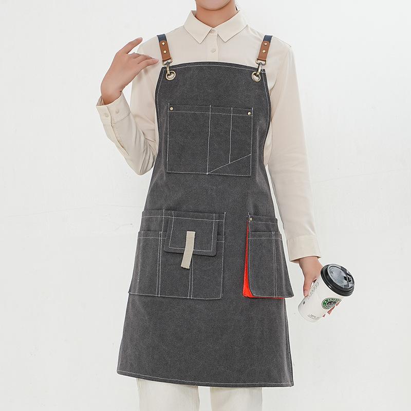エプロン メンズ レディース 袖なし 厚手 キャンバス生地 防水 撥水 防汚加工 飲食店 厨房 カフェ バリスタ ベーカリー バー 作業用 制服 ユニフォーム おしゃれ スタイリッシュ シンプル モダン 無地 フリーサイズ