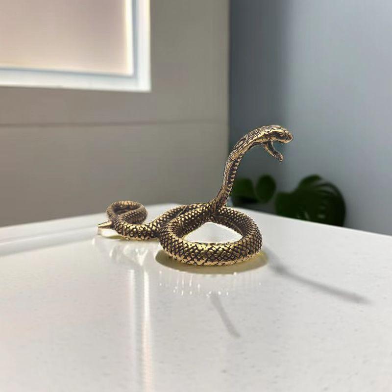 置物 コブラ 蛇 干支 アンティーク 骨董品 真鍮製 合金製 ミニチュア オブジェ 文鎮 ペーパーウェイト ..