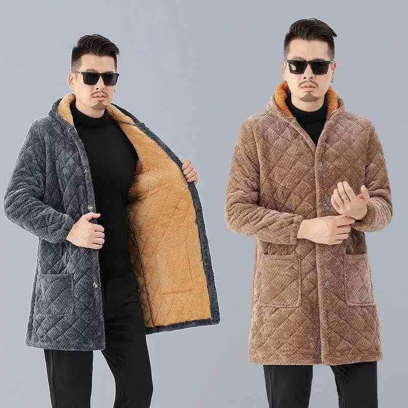 エプロン メンズ 男性用 裏起毛 厚手 防寒 保温 中綿入り ゆったり ビッグサイズ オーバーサイズ ロング丈 秋冬 ワークウェア ポリエステル コーヒー グレー mzymzy-10677467 モズラボ パッケージ画像