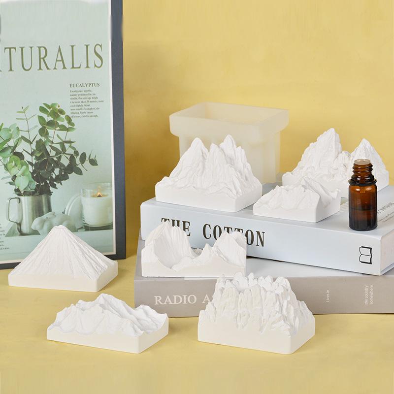 シリコンモールド リアル 立体 アルプス 氷山 雪山 火山溶岩 アロマストーン アロマワックス キャンド..