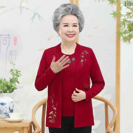 アンサンブル レディース ミセス 上品 春秋 花柄 ラインストーン飾り ポリエステル カーディガン セーター お洒落着