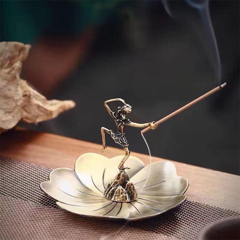 香炉 お香立て 線香立て 自宅用 室内用 アンティーク調 中華風 和風 合金製 銅メッキ 桜 葫芦 悟空 水滴 白檀 沈香 茶道 インテリア 置き物