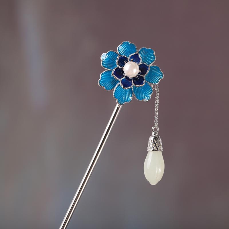 簪 レディース 女性用 S925シルバー 純銀 和田玉 天然石 象嵌 シンプル おしゃれ エスニック 民族風 和..