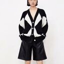 カーディガン レディース 秋冬 アーガイル柄 ウール ニット アウター ゆったり 大きいサイズ Vネック 長袖 厚手 体型カバー リラックススタイル 通勤 オフ...